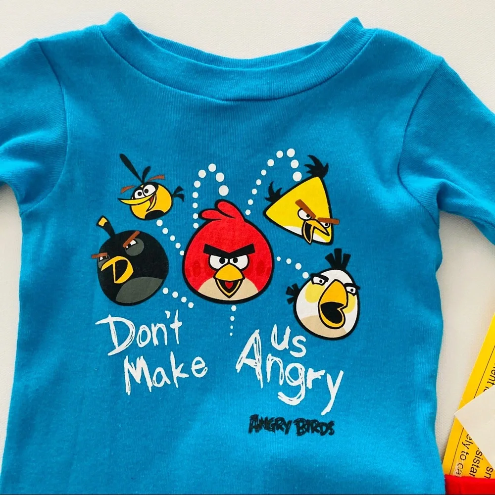Angry Birds 2T Toddler Boy Pajama Set PJs Cotton NWT